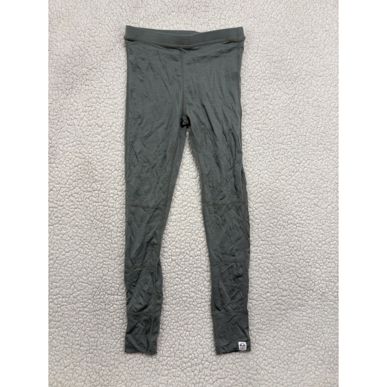 Woolino 100% Wool Leggings Base Layer Pants Kids Youth Size 8 Green Warm Boys — image 4 of 6